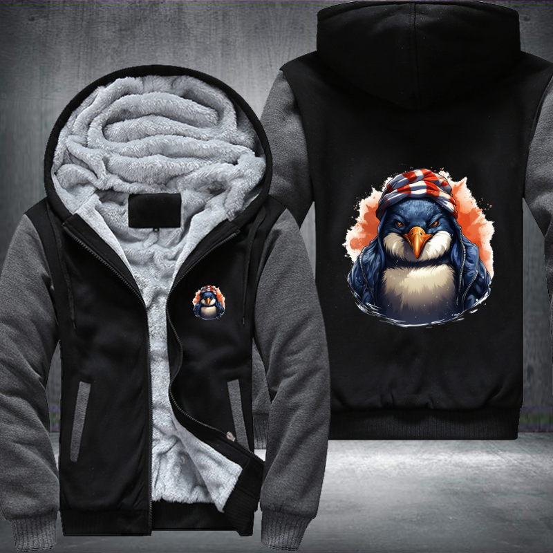 Animal Hiphop Graphic Gangster Penguin Fleece Hoodies Jacket