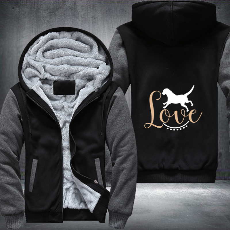 love dog smile Fleece Hoodies Jacket