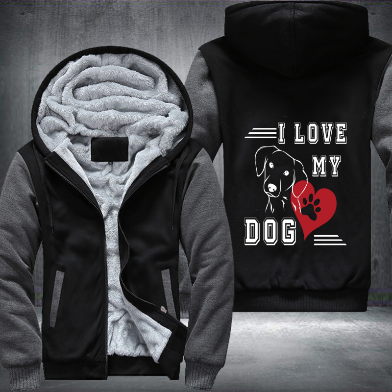 I Love My Dog Fleece Hoodies Jacket
