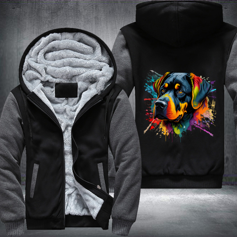 Rainbow Rottweiler dog Watercolour design Fleece Hoodies Jacket
