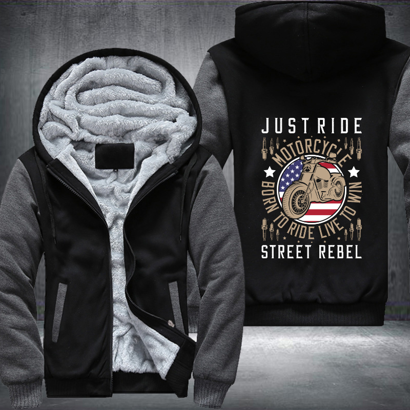 Just Ride Motorcycle Born To Ride Live To Win Fleece Hoodies Jacket