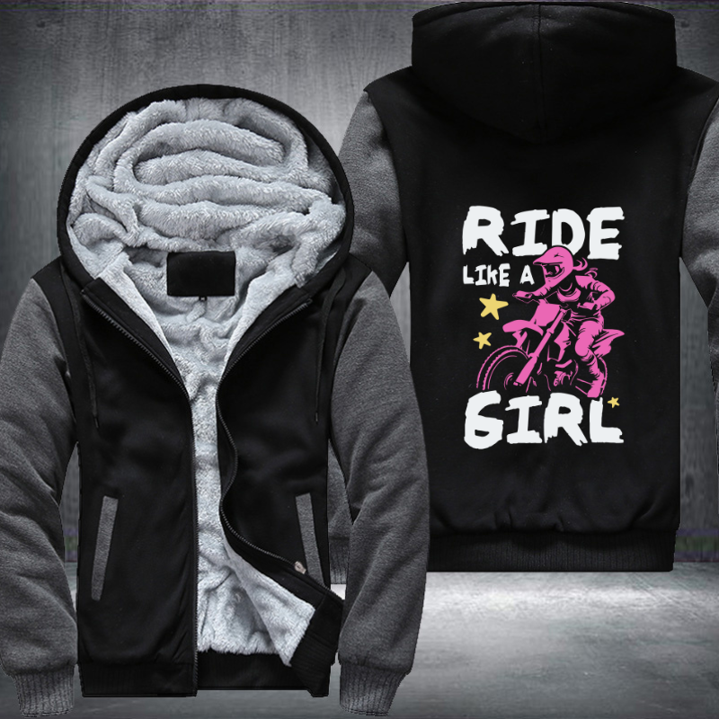 Ride Like A Girl Pattern Fleece Hoodies Jacket