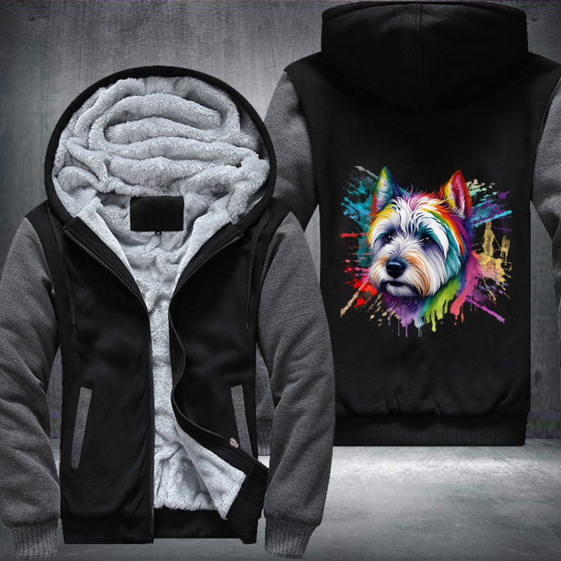 Rainbow West Highland White Terrier Fleece Hoodies Jacket