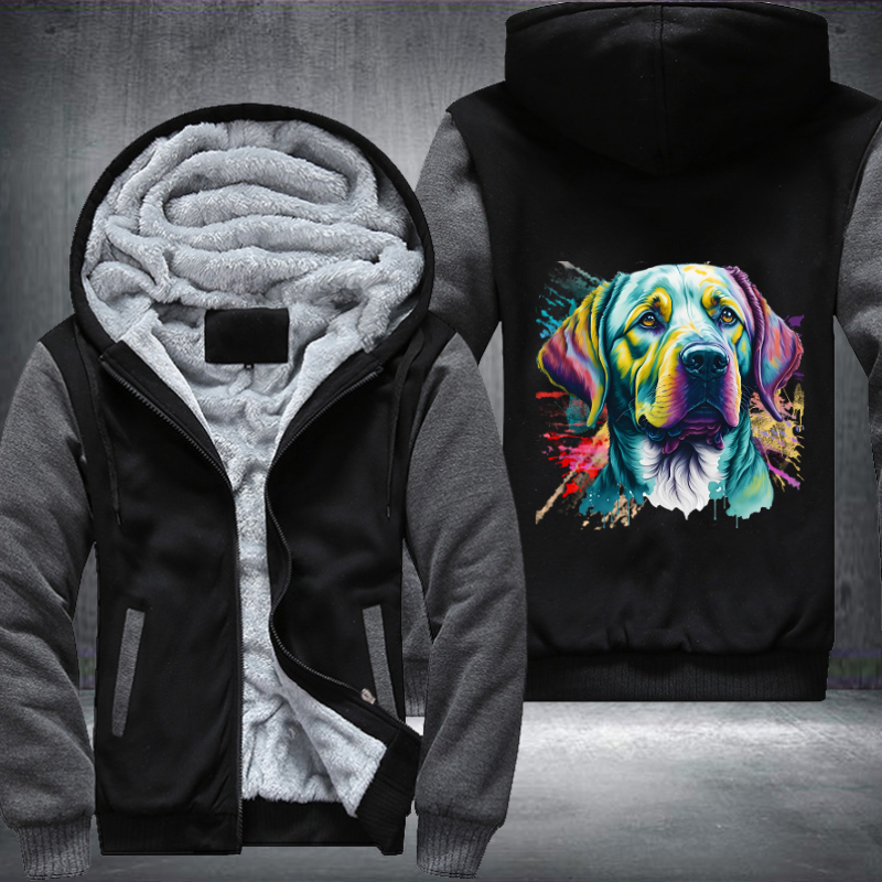 Rainbow Labrador Retriever Watercolour design Fleece Hoodies Jacket