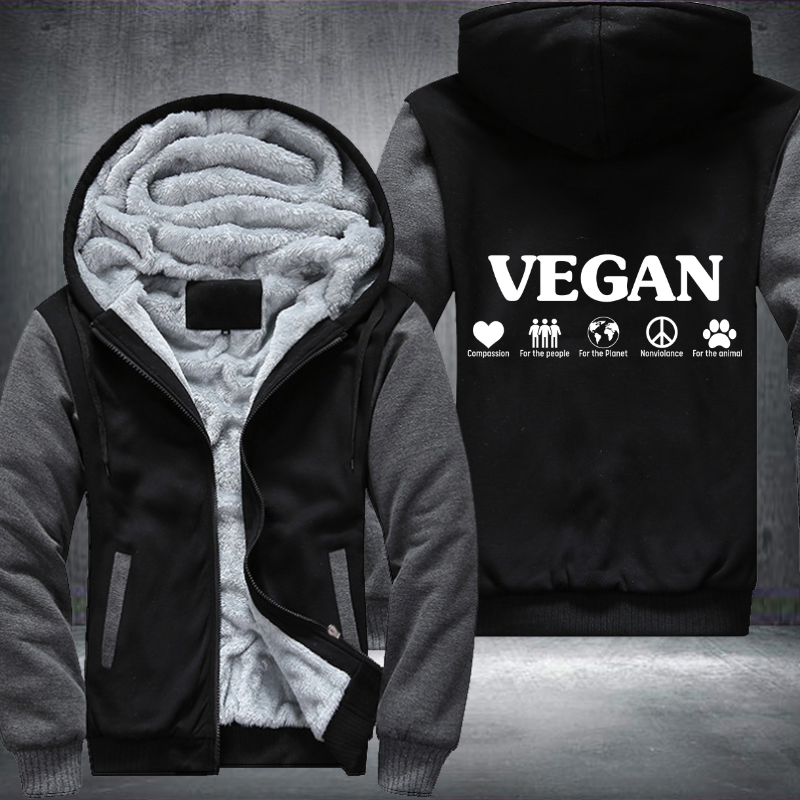 Vegan Design Fleece Hoodies Jacket