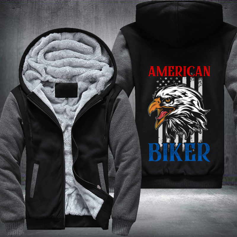 American Biker Fleece Hoodies Jacket