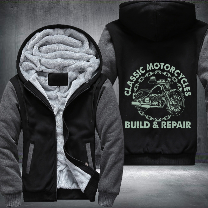 Classic Motorcycles Build Repair Fleece Hoodies Jacket