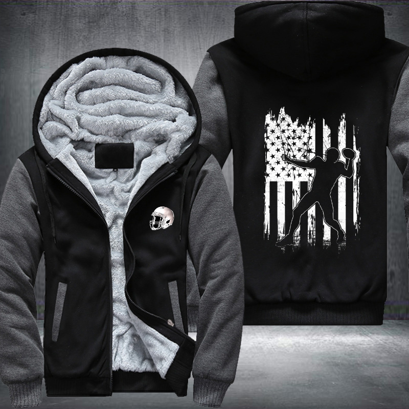 American Football Player USA flag Fleece Hoodies Jacket