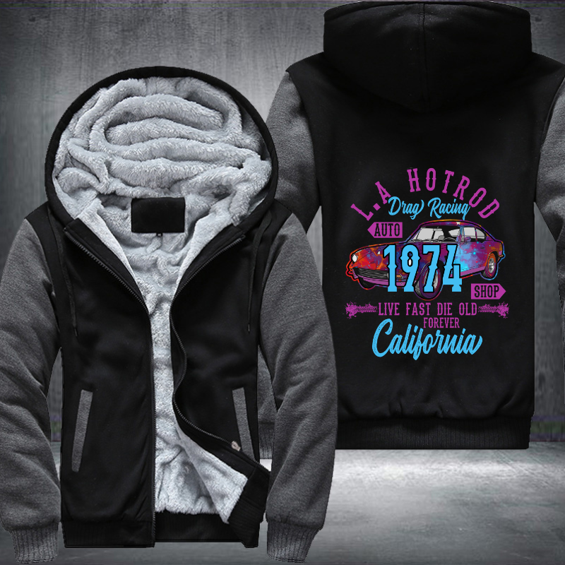 LA hotrod drag racing 1974 Fleece Hoodies Jacket
