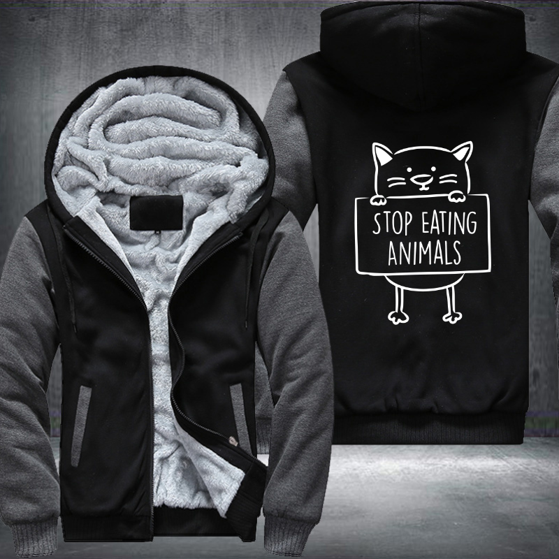 Stop Eating Animals Fleece Hoodies Jacket
