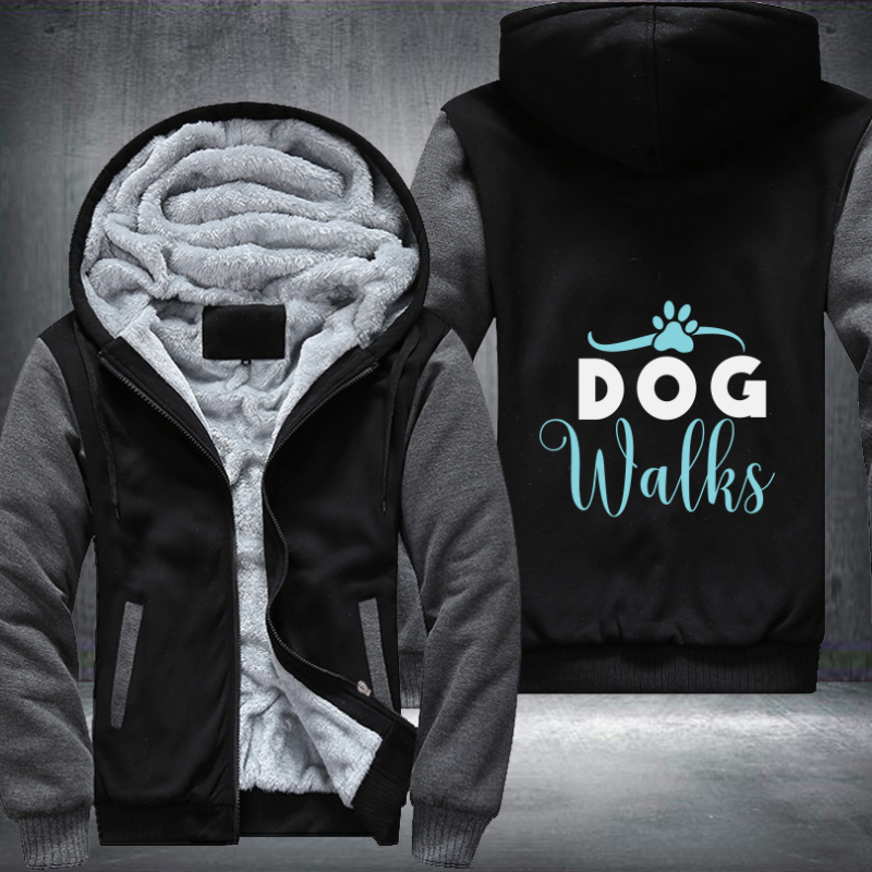 dog walks Fleece Hoodies Jacket