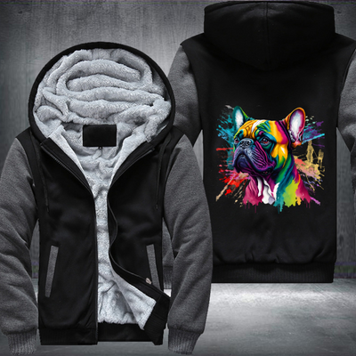 Rainbow cute French Bulldog Watercolour design Fleece Hoodies Jacket