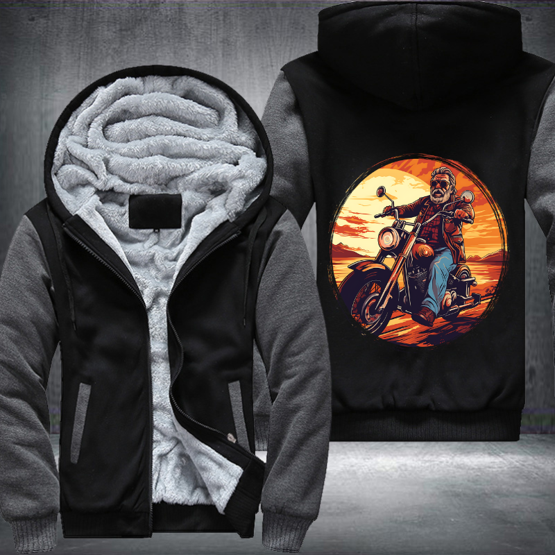Grandpa Ride Motorcycle Design Fleece Hoodies Jacket