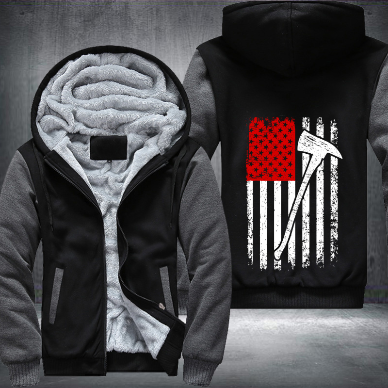 Firefighter American Flag Design Fleece Hoodies Jacket