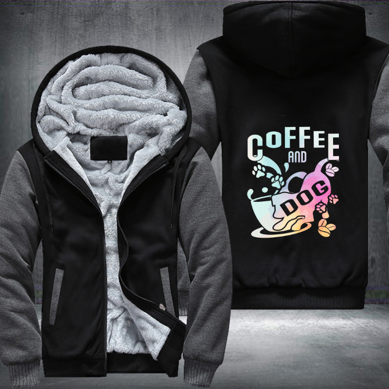 Coffee And Dog Fleece Hoodies Jacket