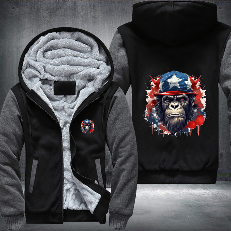 Animal Hiphop Graphic Watercolor Ape Fleece Hoodies Jacket