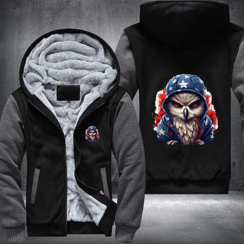 Animal Hiphop Graphic Owl Fleece Hoodies Jacket