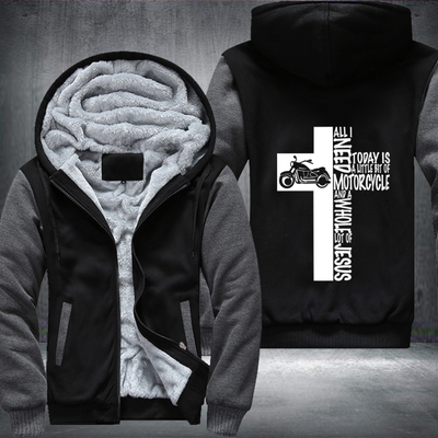 Jesus Motorcycle Cross White Fleece Hoodies Jacket