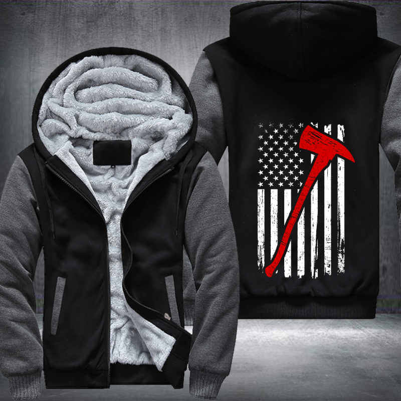 Firefighter American Flag Fleece Hoodies Jacket