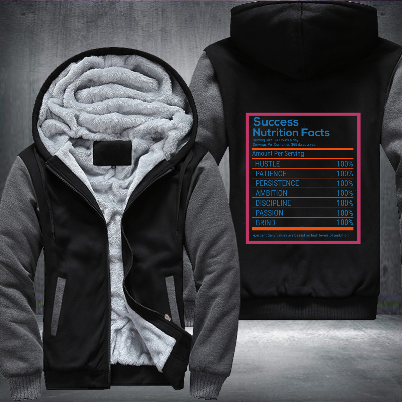 Success Nutrition Facts Fleece Hoodies Jacket
