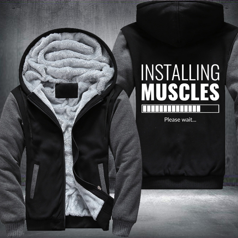 Installing Muscles Please Wait Fleece Hoodies Jacket