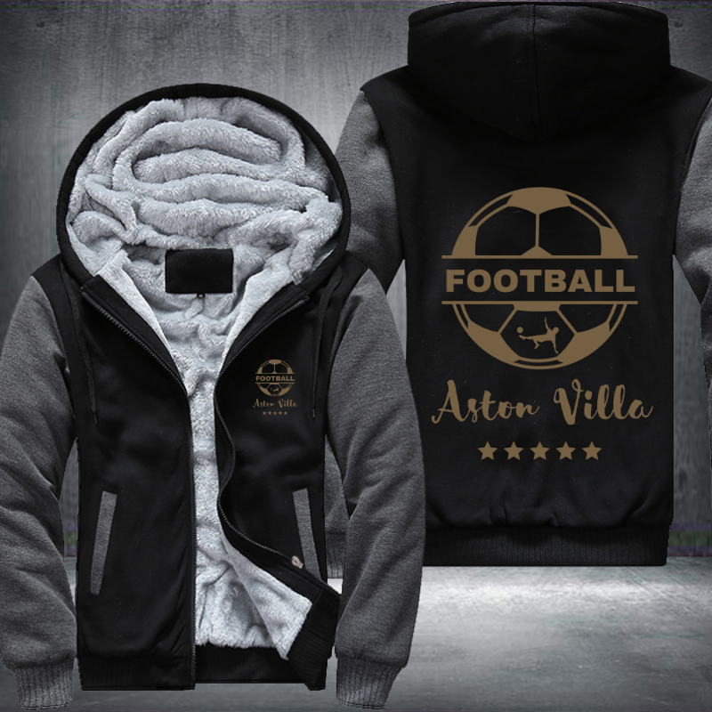 Soccer Football Gold Aston Villa Fleece Hoodies Jacket
