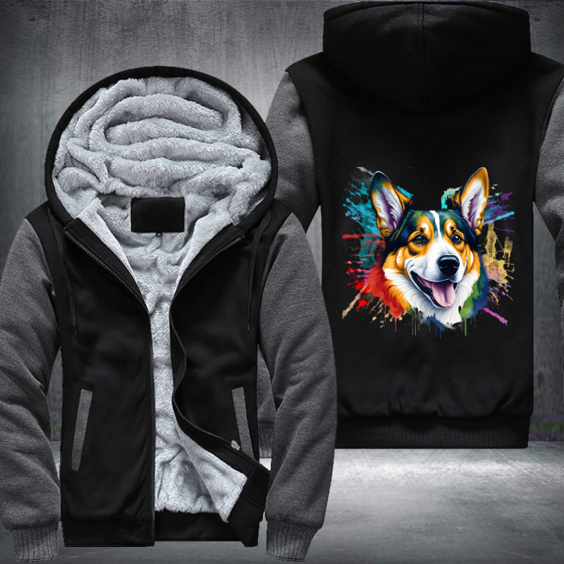 Rainbow Welsh Corgi dog Watercolour Fleece Hoodies Jacket