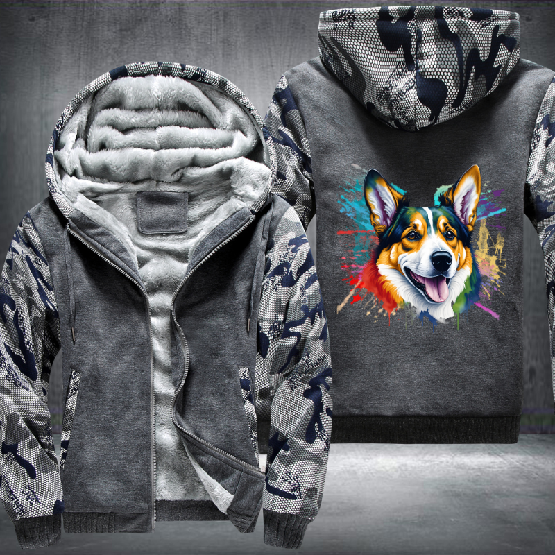 Rainbow Welsh Corgi dog Watercolour Fleece Hoodies Jacket