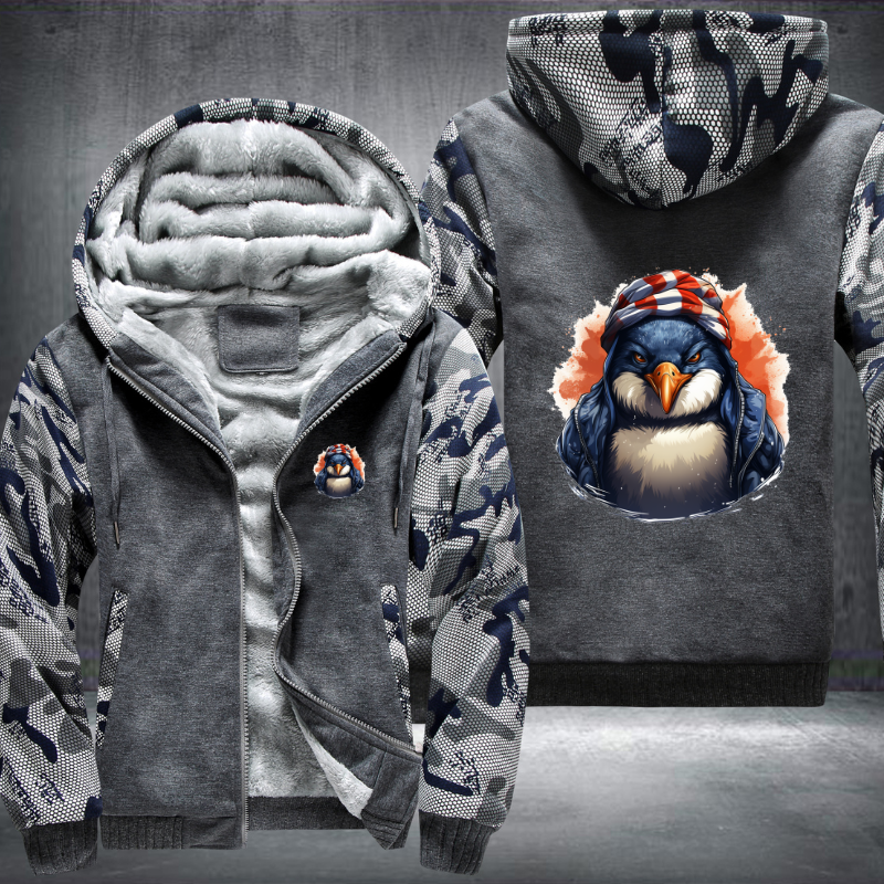 Animal Hiphop Graphic Gangster Penguin Fleece Hoodies Jacket
