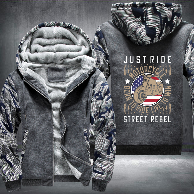 Just Ride Motorcycle Born To Ride Live To Win Fleece Hoodies Jacket