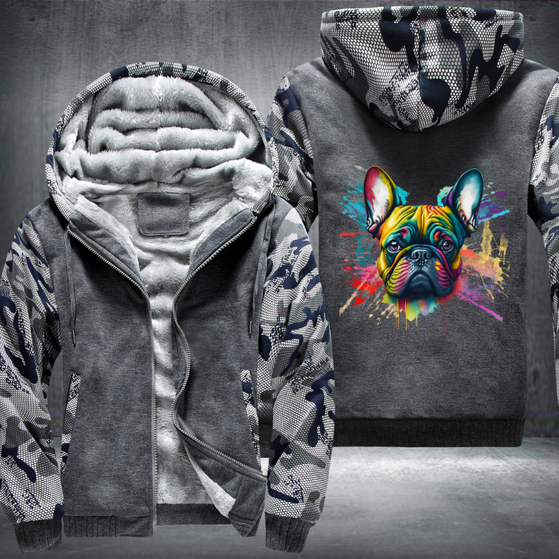 Rainbow French Bulldog Watercolour Fleece Hoodies Jacket