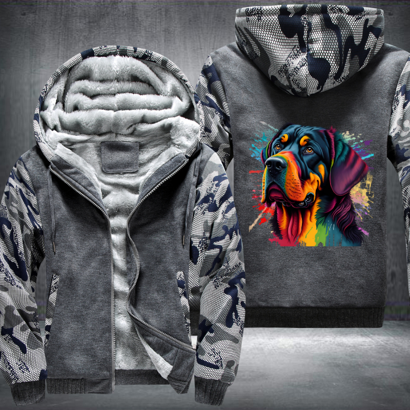 Rainbow Rottweiler dog Watercolour Fleece Hoodies Jacket