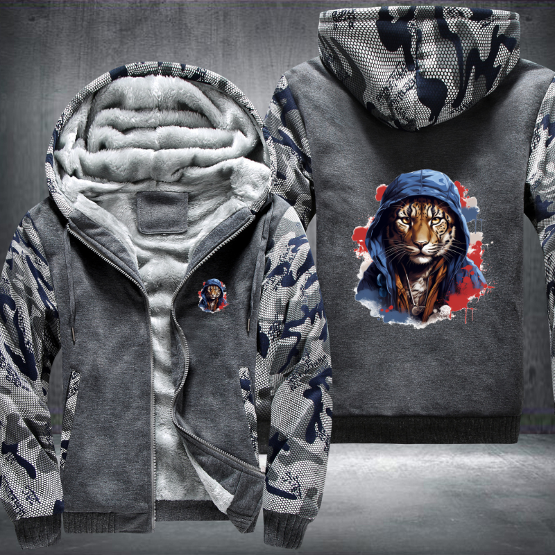 Animal Hiphop Graphic Tiger Fleece Hoodies Jacket