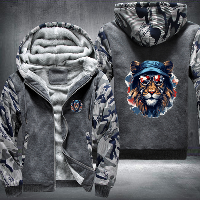 Animal Hiphop Graphic Funny Lion Fleece Hoodies Jacket