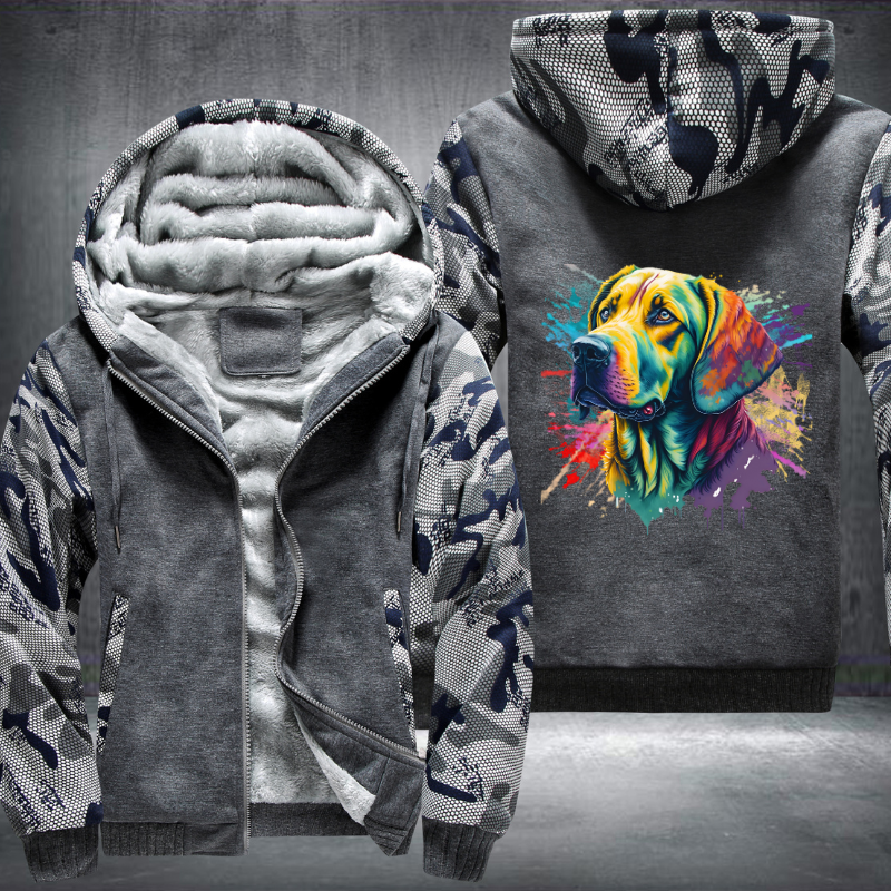 Rainbow Labrador Retriever Watercolour Fleece Hoodies Jacket