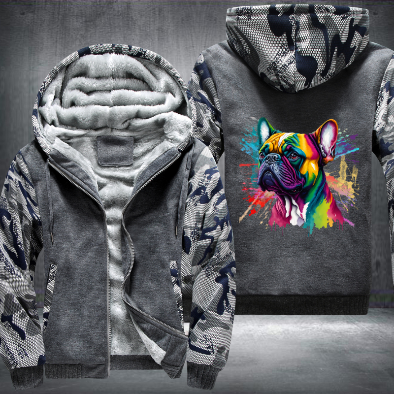 Rainbow cute French Bulldog Watercolour design Fleece Hoodies Jacket