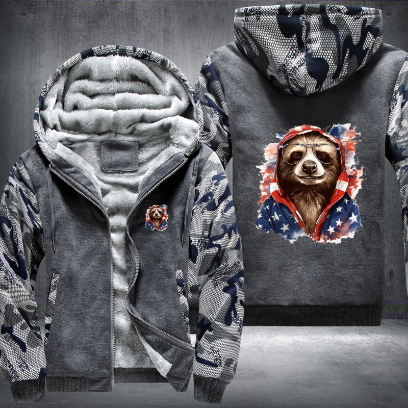 Animal Hiphop Graphic Funny Sloth Fleece Hoodies Jacket