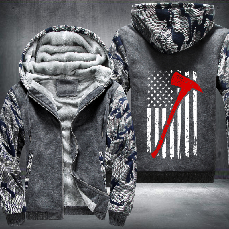 Firefighter American Flag Fleece Hoodies Jacket