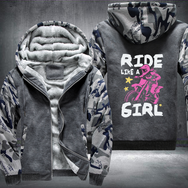 Ride Like A Girl Pattern Fleece Hoodies Jacket