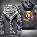 Rainbow Golden Retriever Watercolour Fleece Hoodies Jacket