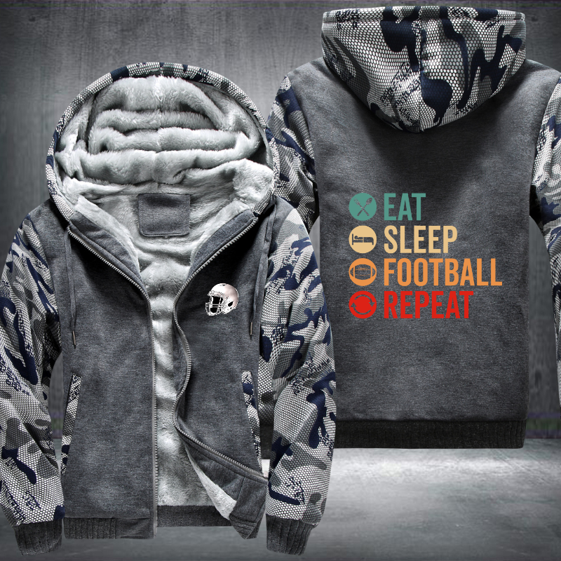 Eat Sleep Football Repeat Fleece Hoodies Jacket