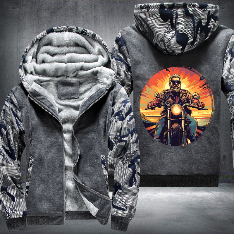 Grandpa Ride Motorcycle Fleece Hoodies Jacket