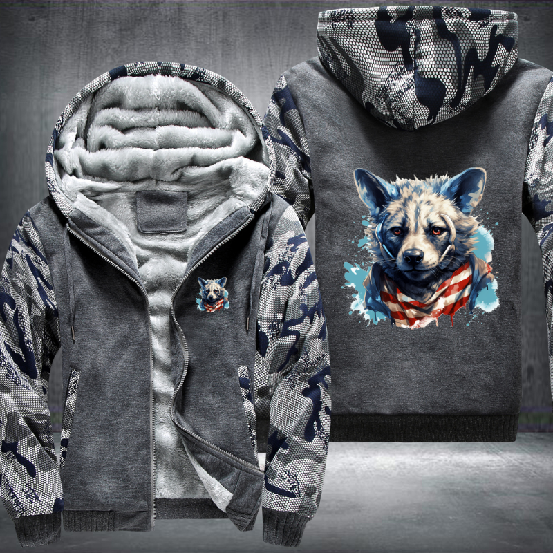 Animal Hiphop Graphic Wolf Fleece Hoodies Jacket