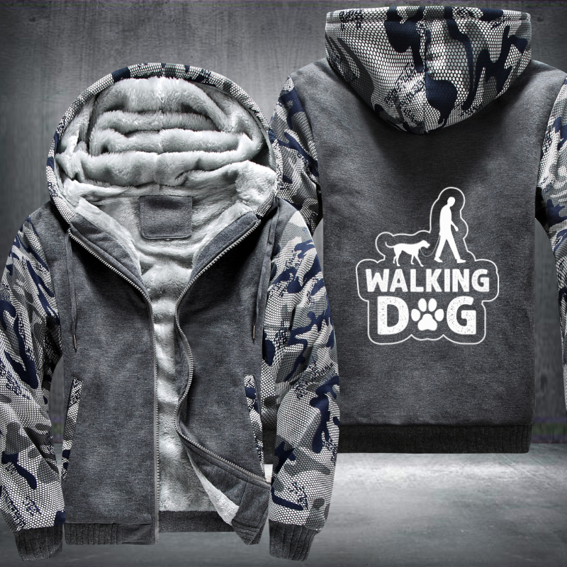 walking dog Fleece Hoodies Jacket