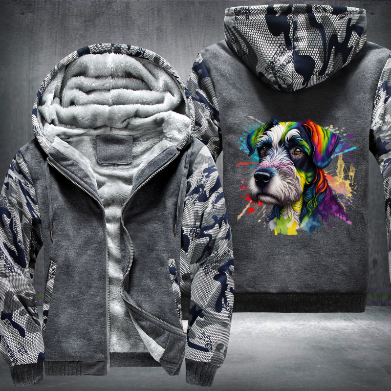 Rainbow Miniature Schnauzer dog Watercolour Fleece Hoodies Jacket