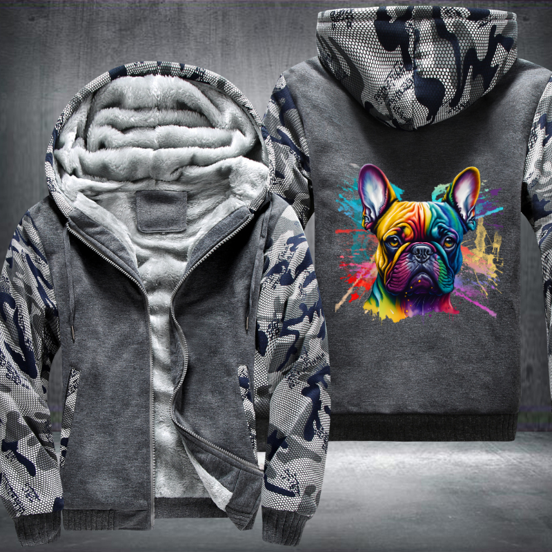 Rainbow French Bulldog Watercolour design Fleece Hoodies Jacket