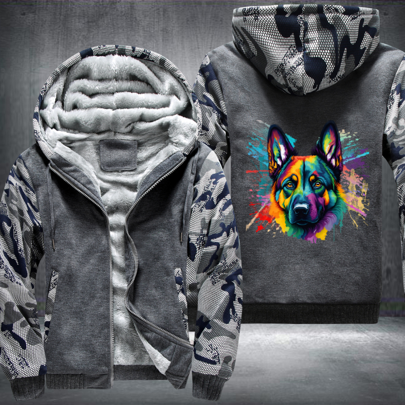 Rainbow German Shepherd Dog Watercolour Fleece Hoodies Jacket
