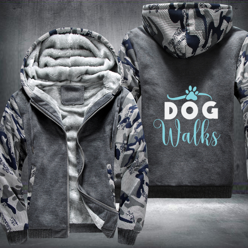 dog walks Fleece Hoodies Jacket