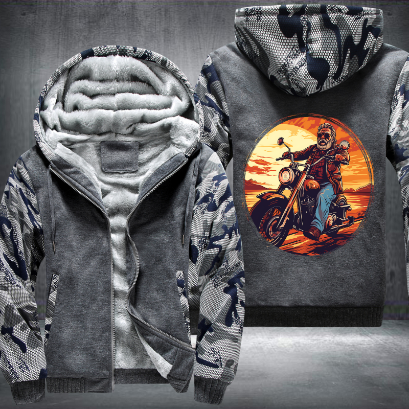 Grandpa Ride Motorcycle Design Fleece Hoodies Jacket