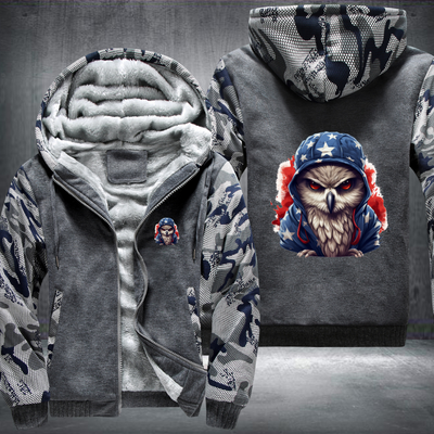 Animal Hiphop Graphic Owl Fleece Hoodies Jacket